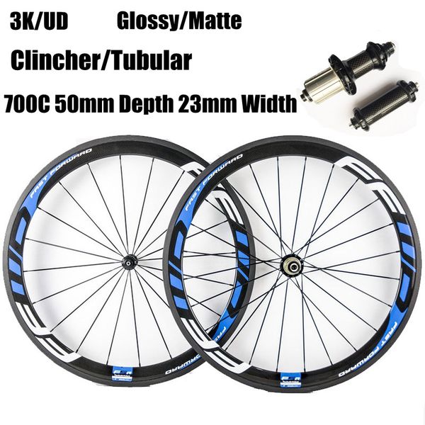 

Powerway r36 hub 50mm depth 23mm width fa t forward ffwd blue decal carbon wheel clincher tubular 3k matt full carbon bicycle wheel et