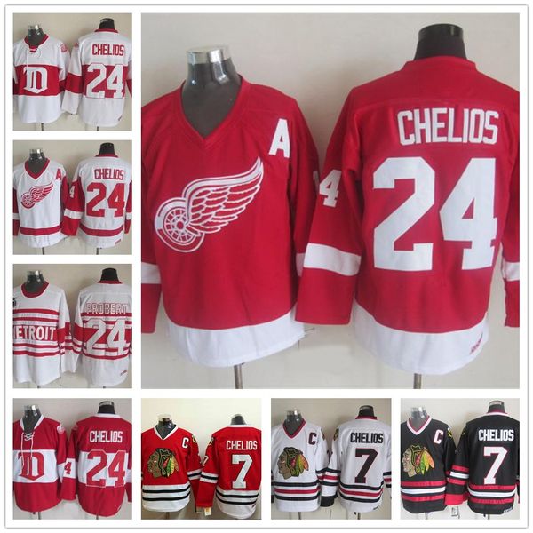 

Cheap Detroit Red Wings #24 Chris Chelios Hockey Jerseys Red White Vintage Classic Cheap Mens Chicago Blackhawks 7 Chris Chelios Jersey