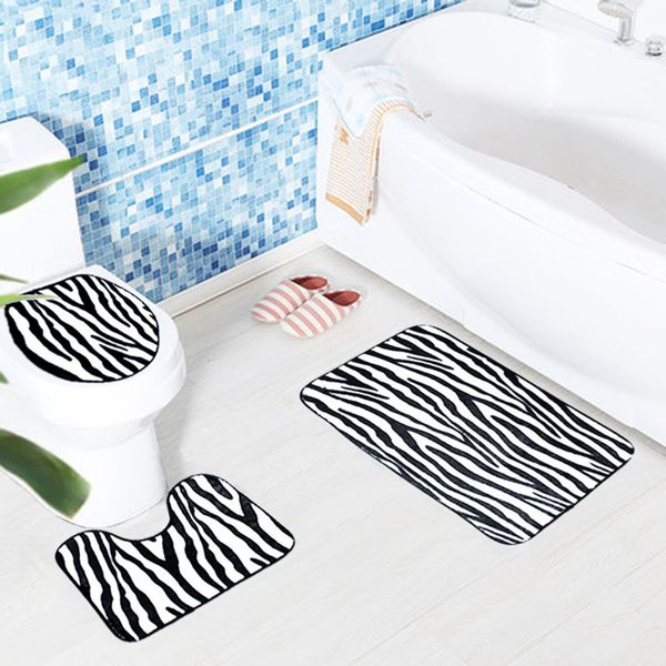 Grosshandel 3 Teile Satz Weiss Schwarz Polyester Toilette Teppich