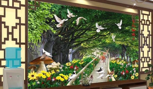 

hd pigeon flower sika deer dream forest background wall wallpaper brick wall