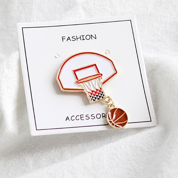 Neue Kreative Basketball Rückwand Brosche Pin Jeans Tasche Broschen Kragen Pins Mode Sport Schmuck Geschenke Großhandel