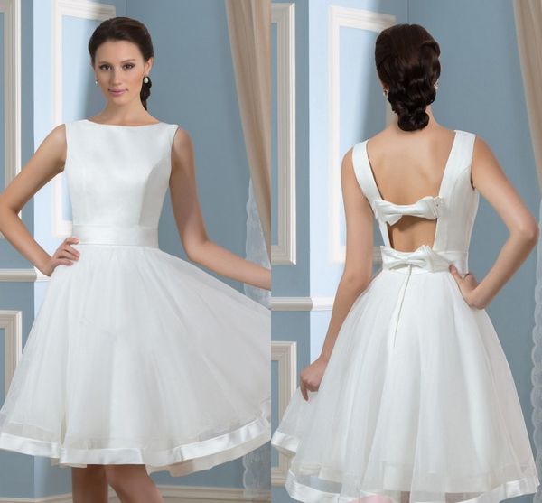 

vestido de noiva new simple casual wedding dress 2017 backless bow beach bridal gowns wedding gowns robe de mariage plus size, White