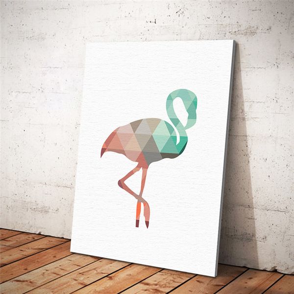 Posterler ve Baskılar Duvar Sanatı Tuval Boyama ile Çerçeve Duvar Resimleri Oturma Odası Için Nordic Dekorasyon Suluboya Flamingo