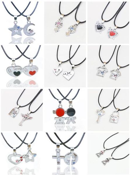 

valentine 's day gift key lock couple necklace accessories student couple jewelry yp037 arts and crafts pendant with chain 1 set=2 piec, Black