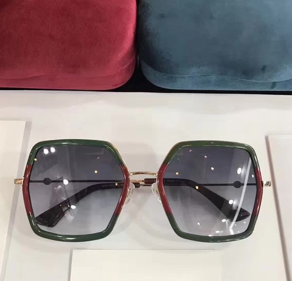 

women sunglasses 0106s green gold/grey gradient lens 56mm ladies sunglasses shades summer new with box, White;black