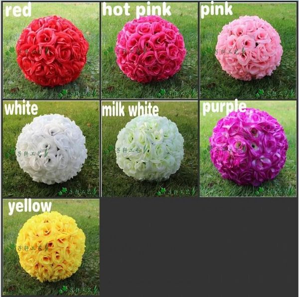 

30 cm/12" new artificial encryption rose silk flower kissing balls hanging ball christmas ornaments wedding party decorations