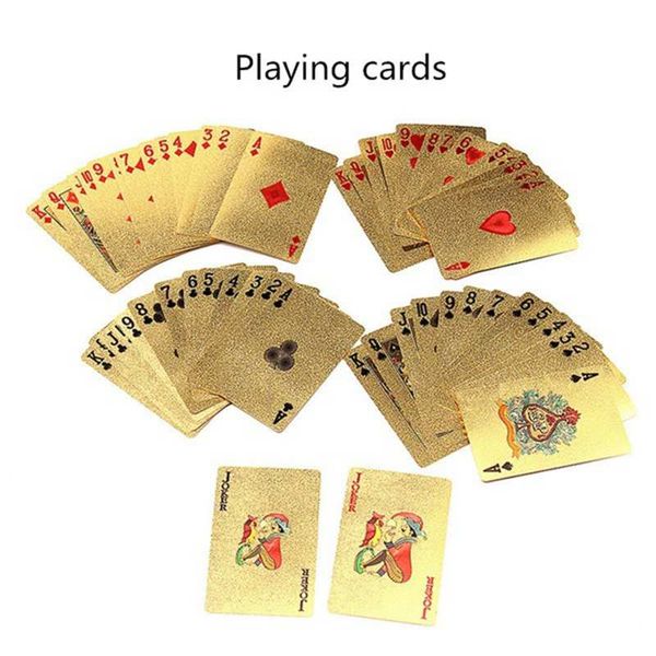 

3 designs gold foil plated playing cards plastic poker us dollar / euro style / general style family poker cards