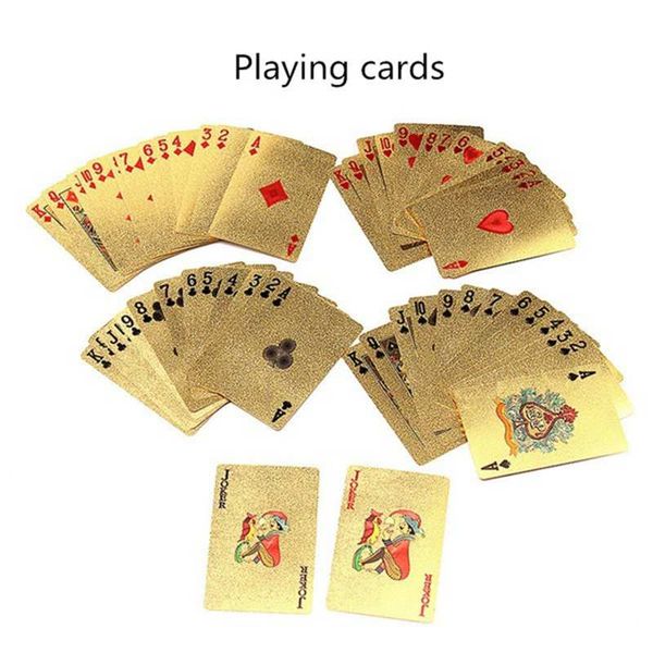 

3 designs gold foil plated playing cards plastic poker us dollar / euro style / general style family poker cards