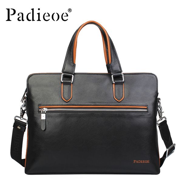 

wholesale- padieoe men's leather briefcase cow leather handbags luxury designer laptote bags genuine leather shoulder bags