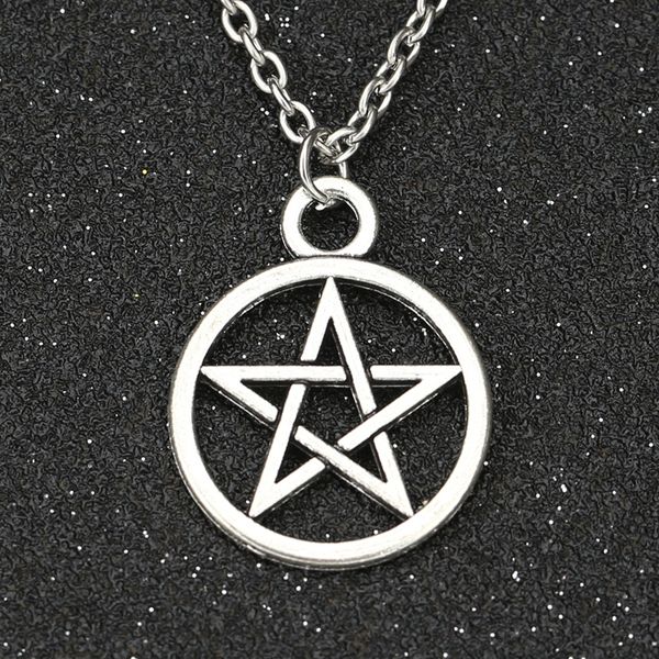 

оптовая продажа-сверхъестественное ожерелье ловушка дьявола пентаграмма pentacle старинные ретро античный серебряный кулон фильм ювелирные и, Silver