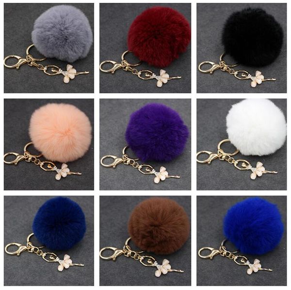 

creative cute little angel car handbag pendant burr rex rabbit hair ball key chain kr279 keychains mix order 20 pieces a lot, Slivery;golden