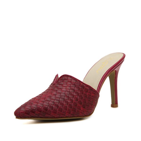 

Vintage Solid Pointed Toe High Heels Women Sandals Mules Slip On Slides Sandals For Women Stilettos Summer Shoes Woman D50