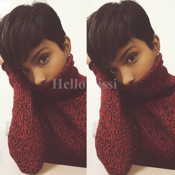 Short Wigs Rihanna Pixie Cut Short Hair Style Cuts Brazilian Human
