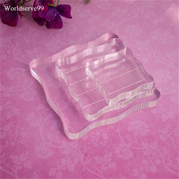

wholesale- 3pcs acrylic clear stamp grid blocks pad diy scrapbooking transparent silicone stampers seal sheets helper tool