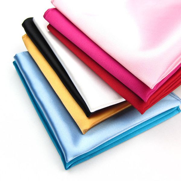 

mens satin solid plain color handkerchief wedding party hanky pocket square handkerchief, White