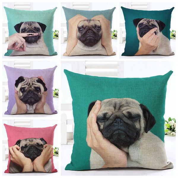 Kawaii Pug Cushion Cover Decorative 45cm Almofada Creative Dog