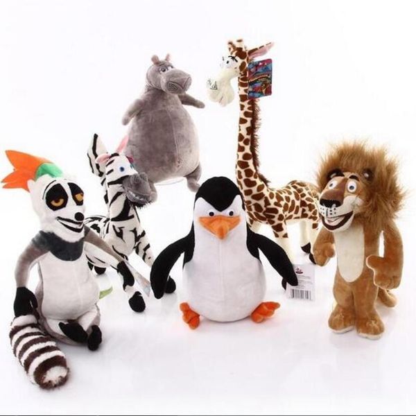 

Высокое качество 6 шт./лот Мадагаскар плюшевые игрушки Мадагаскар Лев жираф Пингв