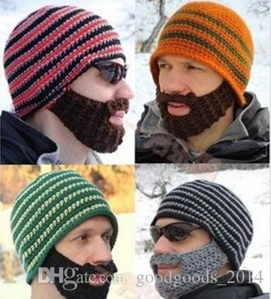 Inverno moda bigode chapéu artesanal de malha crochet barba chapéu de bicicleta máscara de esqui boné romano cavaleiro polvo fresco gorro engraçado presente grátis shipp