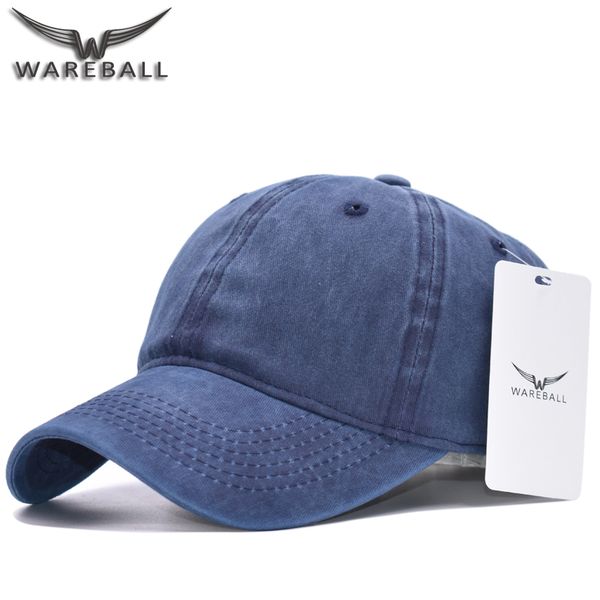 

wholesale- [wareball] high quality washed cotton adjustable solid color baseball cap unisex out caps fashion leisure casual snapback hat, Blue;gray