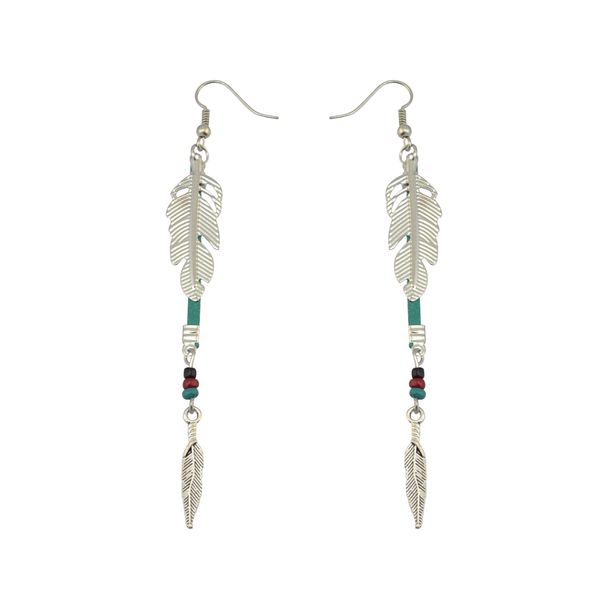 

idealway new fashion silver color leather feather shape dangle drop earrings party jewelry