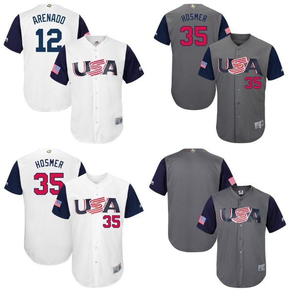 

#12 Nolan Arenado Men American 2017 World Baseball Classic Jerseys 100% Stiched Embroidery Logos Mix order Baseball Jerseys
