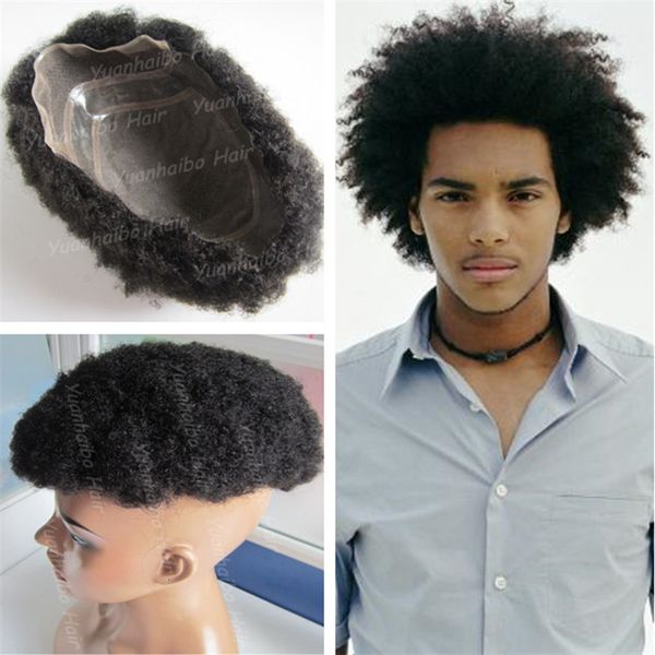2020 Hot Sale Toupees 6inch Black Human Hair Afro Curl Toupee