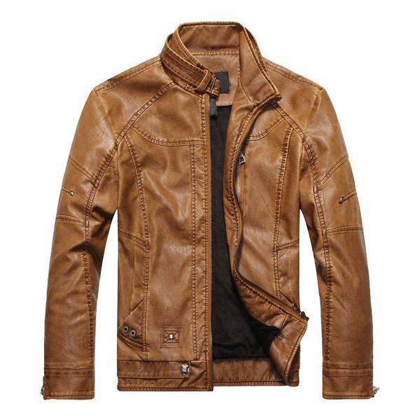 

wholesale- 2017 autumn and winter men's leather jacket men's jackets pu leather coat motorcycle solid color windproof jacket, Black