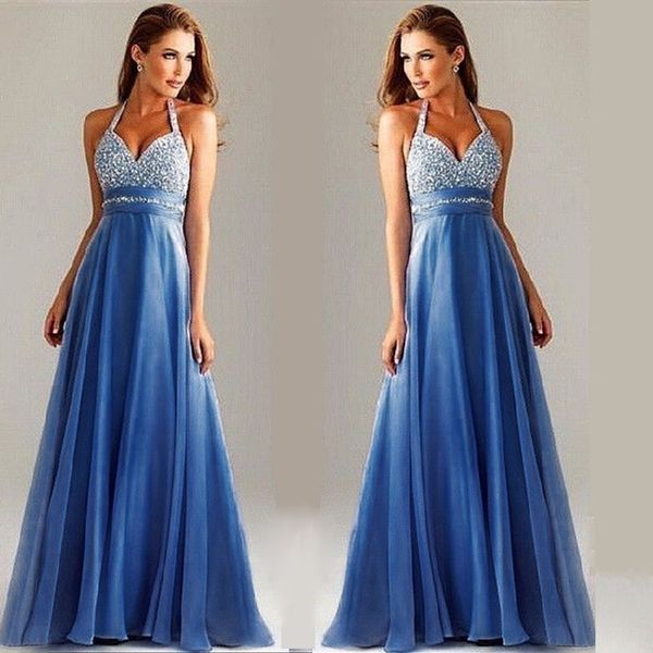 

new fashion 2017 blue halter sleeveless party dress long maxi club dress high waist v neck elegant floor length dress evening, White;black