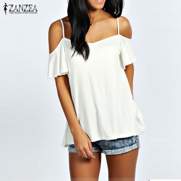 

wholesale-fashion t shirt 2016 summer women slash neck short sleeve off shoulder casual solid stretch tees blusas plus size, White