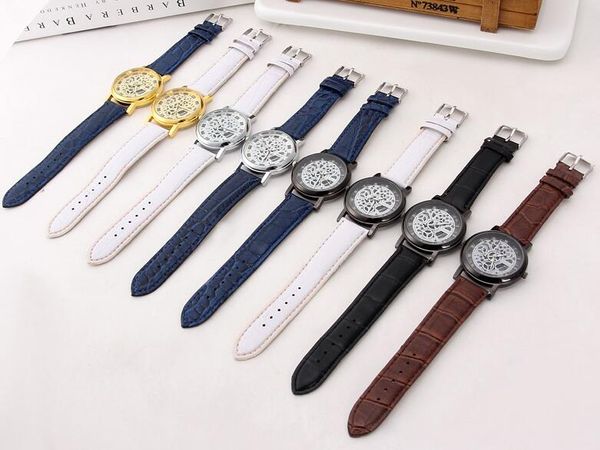 

wholesale 200pcs/lot mix 8colors fashion hollow watch non-mechanical why farewell to roman number belt table watch wr038, Slivery;brown