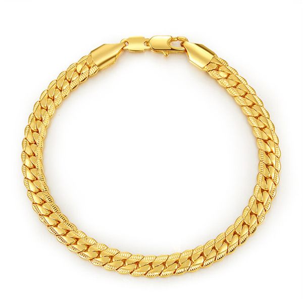 

NAKELULU brand plating 18K gold men's jewelry 6mm wide men's bracelet high quality does not fade jewelry wholesale