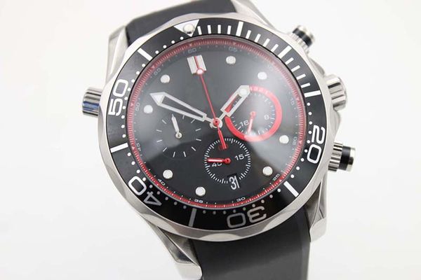 

Новый стиль Luxruy Quartz VK Механизм Sea Master Мужские часы Черный циферблат с резинкой Спо