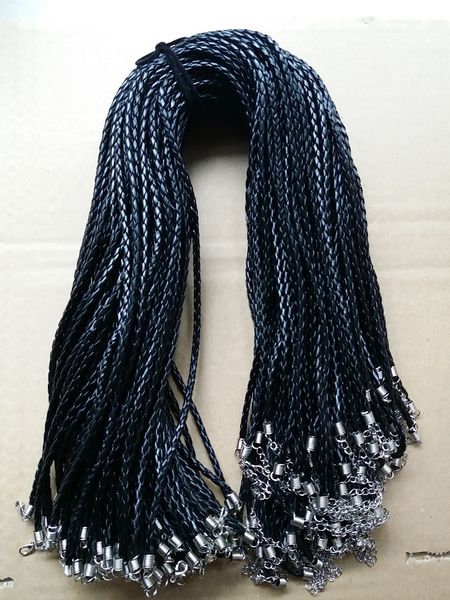 

18 " 20 " 22 " 24 " 4 мм черный искусственная кожа Кос ожерелье шнуры с карабинчиком для DIY