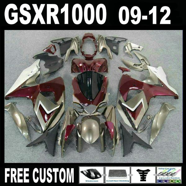 Stampo iniezione Personalizza gratuitamente Kit di carenatura per Suzuki GSXR1000 09 10 11 12 Vino rosso argento carenting set GSXR 1000 2009-2012 IT19