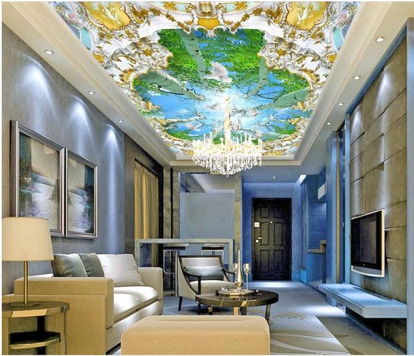 

fashion decor home decoration for bedroom sky ceiling wallpaper green forest blue sky custom ceilings