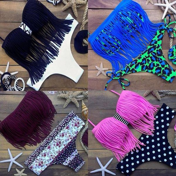 

new swimsuit tassel printed lady bikini swimsuit ns030, White;black