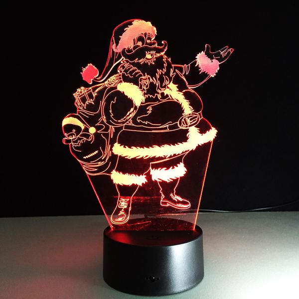 

santa claus 7 color lamp 3d visual led night lights for kids touch usb sleeping nightlight christmas gift