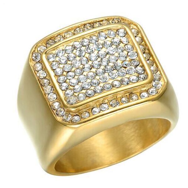 

MCW микро проложить горный хрусталь обледенелый Bling квадратное кольцо IP золото заполнены Титана кольца из нержавеющей стали для мужчин ювелирные изделия