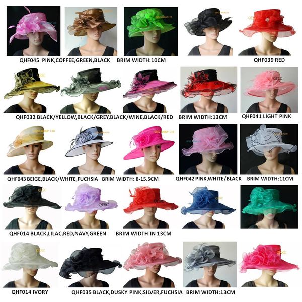 

Wide brim bridal wedding dre organza hat church hat inamay fa cinator for derby black pink navy lilac by em