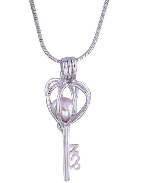 

18kgp pearl cage pendants hollow key shape pearl gem beads cage oyster lockets pendants, diy jelwery hign quality and ing, Silver