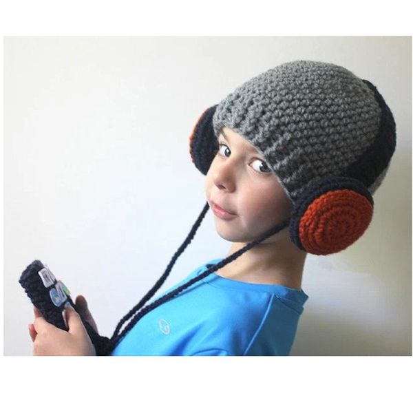 

children wool cap hand woven headset shape knit cap baby boys girls warm knitted wool winter hat for children festival gift ing, Yellow