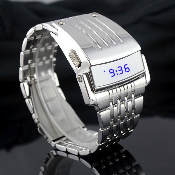 

Dropship Top Quality Electronic Watch Full Stainless Steel Men Wristwatch Military Sports Watches Fashion LED Iron Man Watch