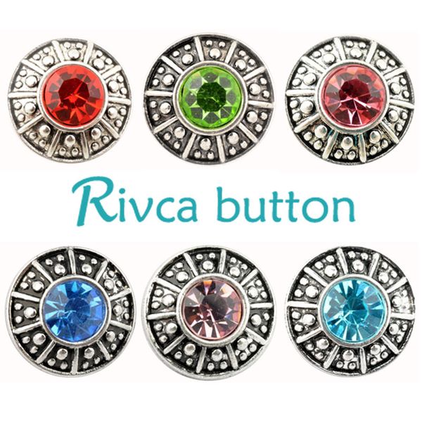 

D02052 Rivca Snaps Button Jewelry Hot wholesale High quality Mix styles 18mm Metal Ginger Snap Button Charm Rhinestone Styles NOOSA chunk