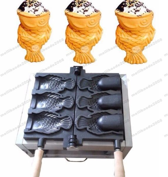 

110v 220v electric ice cream taiyaki fi h waffle machine 3pc open mouth korean ice cream fi h waffle maker myy