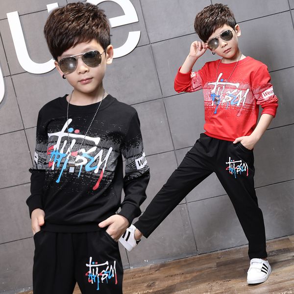 

мальчик устанавливает детская одежда 2 шт. толстовки спортивные брюки дети хип-хо