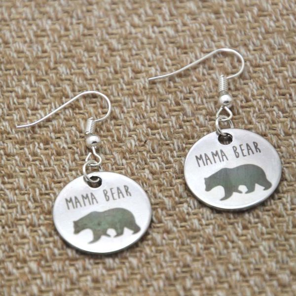 

Мама медведь очарование серьги серебряный тон День матери подарок