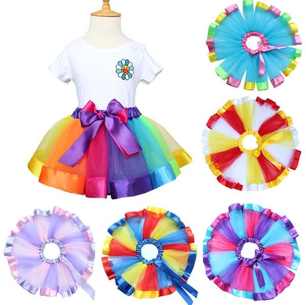 200 pçs / lote crianças arco-íris tutu saia new kids lace recém-nascido vestidos de princesa pettiskirt ruffle ballet dancewear saia holloween clothing