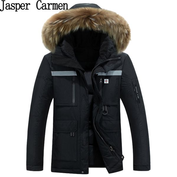 

wholesale- thick down jacket men 2017 winter with hood detached warm waterproof big raccoon fur collar 245hfx, Black
