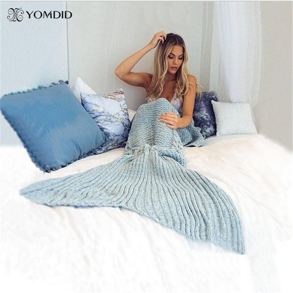 

mermaid blanket yarn knitted mermaid tail handmade blanket knitting hook very soft for home sofa sleeping bag children sleeping bag
