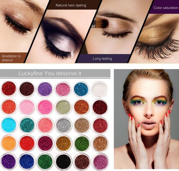 Pro Diamond Eye Shadow Makeup Косметическая мерцание порошок пигмент минеральный блеск блеск Spangle Eyeshadow флэш-порошок супер яркие 60 цветов подарок